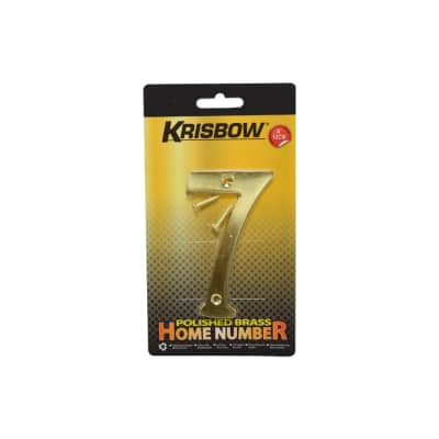 Gambar Krisbow Nomor Rumah 7 Polish Brass 10 Cm