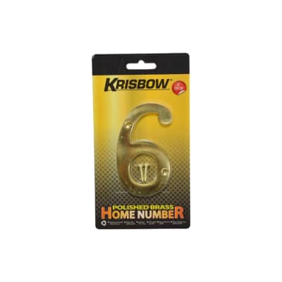 Gambar Krisbow Nomor Rumah 6 Polish Brass 10 Cm