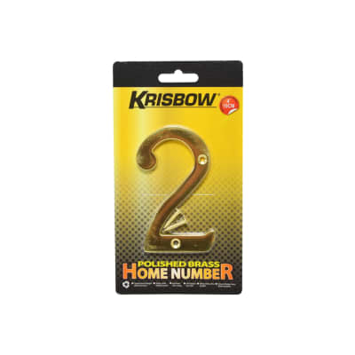 Gambar Krisbow Nomor Rumah 2 Polish Brass 10 Cm