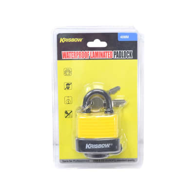 Gambar Krisbow Gembok Tahan Air Shackle Pendek 4 Cm - Kuning