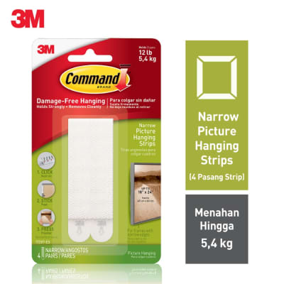 Gambar 3m Command Perekat Lukisan & Foto Narrow Picture Hanging Strips 17207