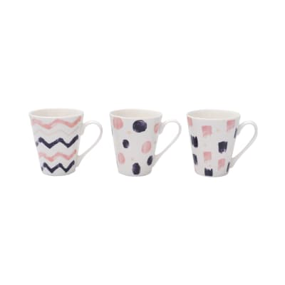 Gambar Delicia 340 Ml Set 3 Pcs Mug Motif Abstrak - Biru/pink