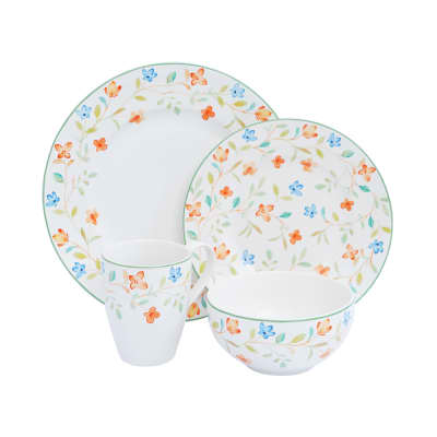 Gambar Appetite Set 16 Pcs Perlengkapan Makan Orange Floral