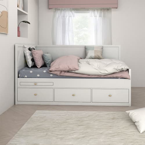 BLAKE CORNER BED 120+MATTRESS WHITE (S/2)