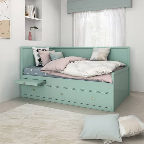 BLAKE CORNER BED 120+MATTRESS GREEN (S/2)