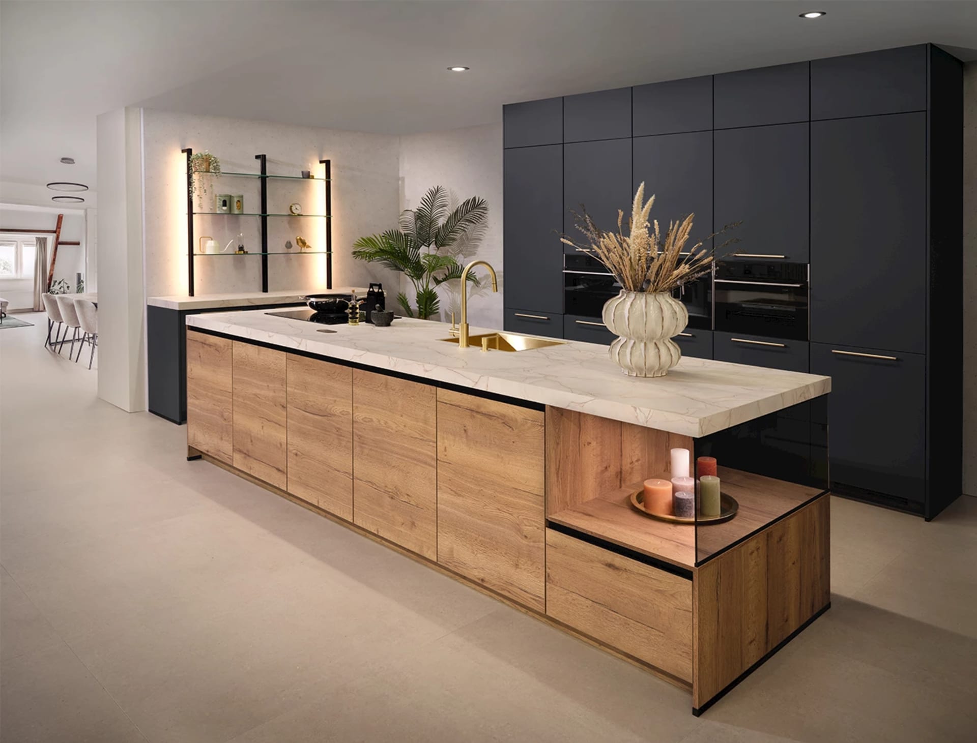 U-keuken met kookeiland