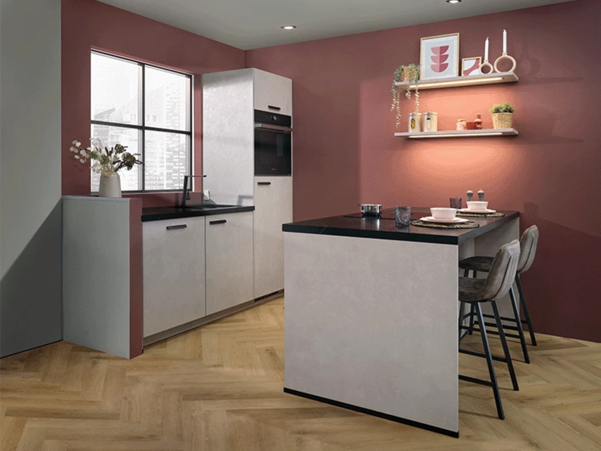 Parallel keukens met raam