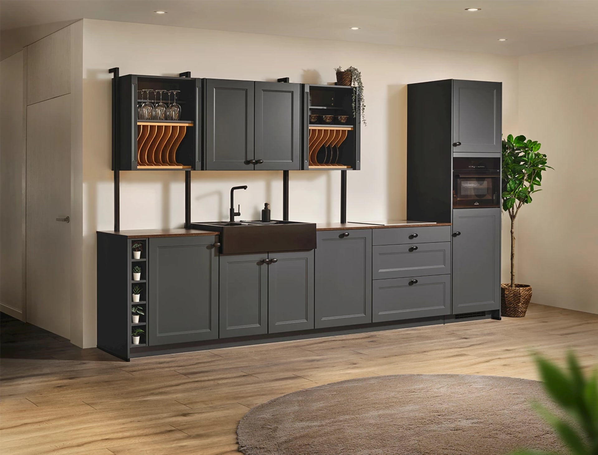 Klassieke donkerblauwe keuken