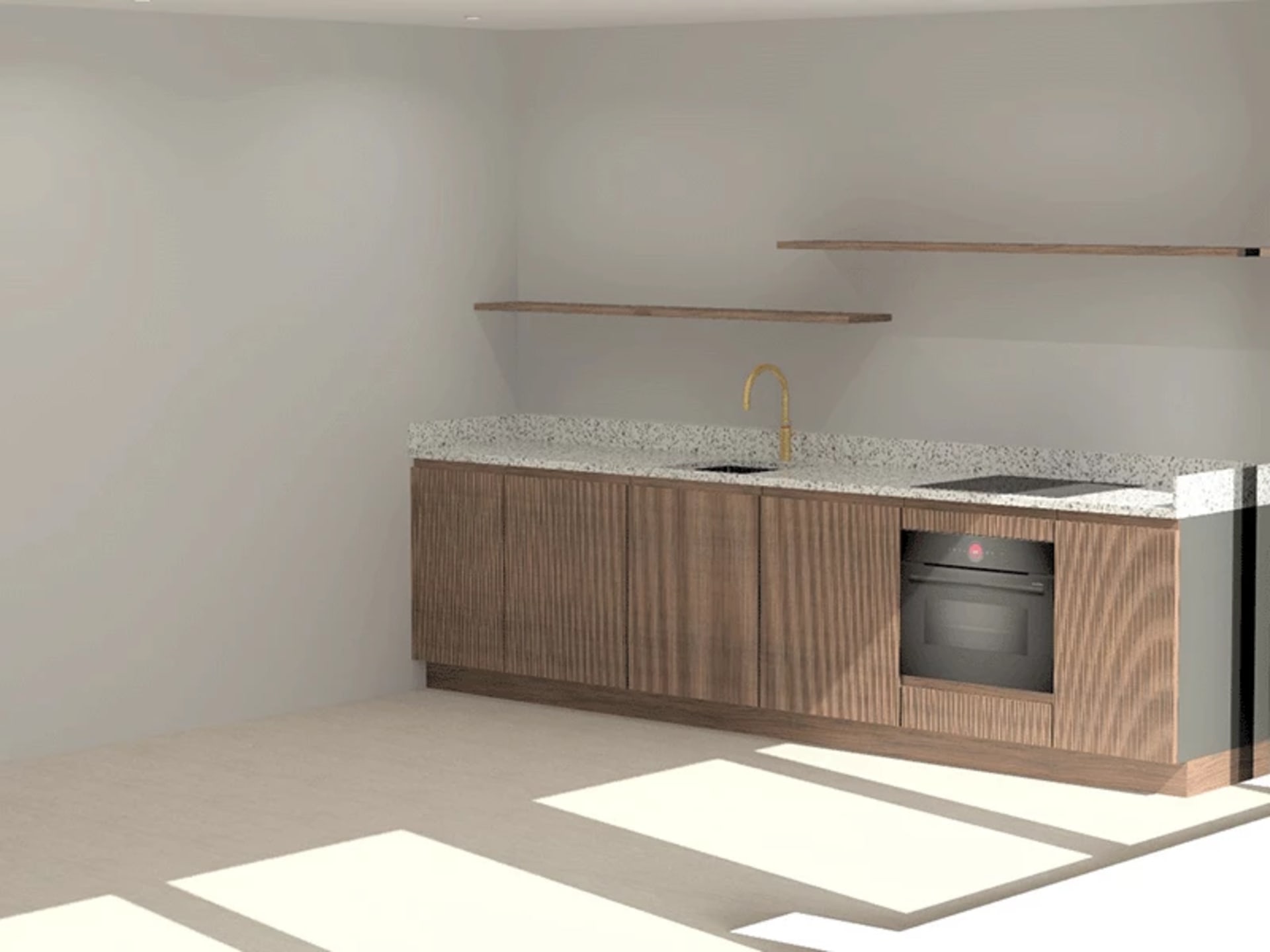 Gratis realistisch 3D-keukenontwerp