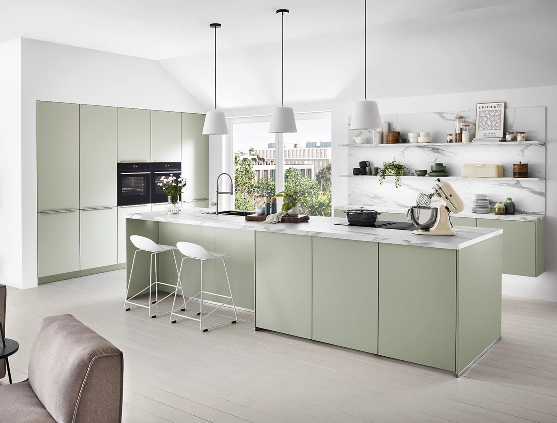 Jade groene keukenfronten