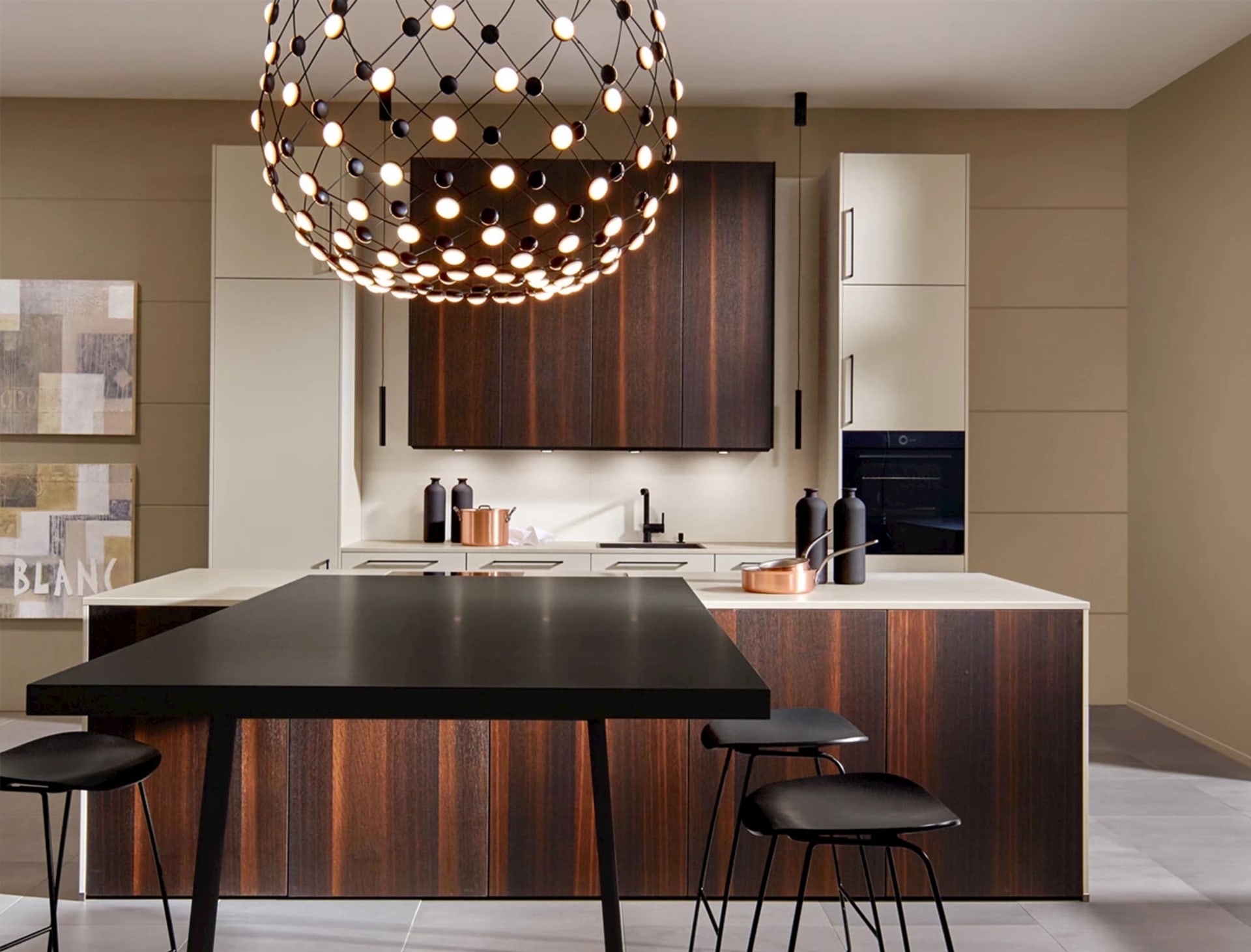 Beige eiken moderne keuken