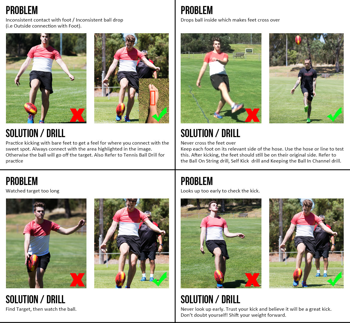 soccer kicking mistakes common errors diagram