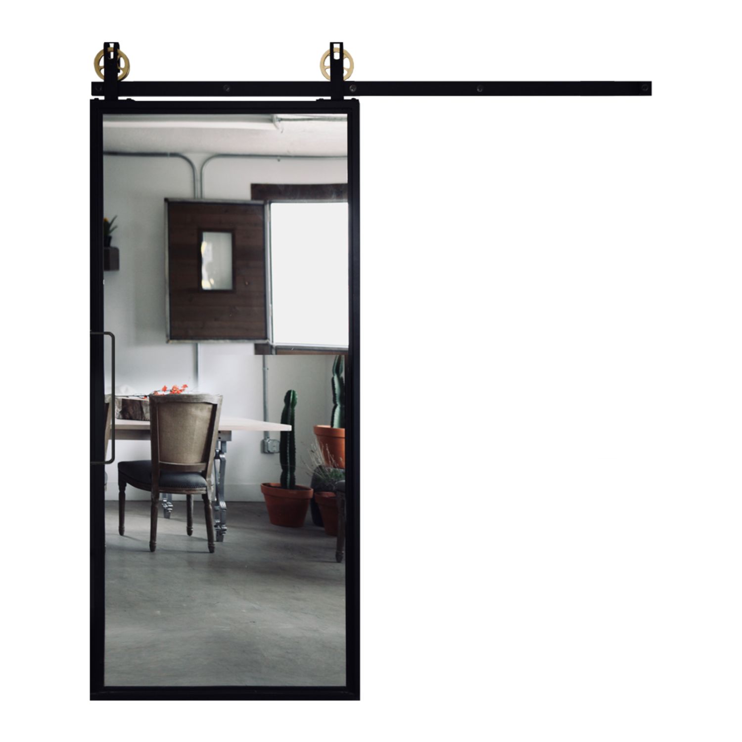 Sliding Ponder Mirror Barn Door 30 x 84 in door style