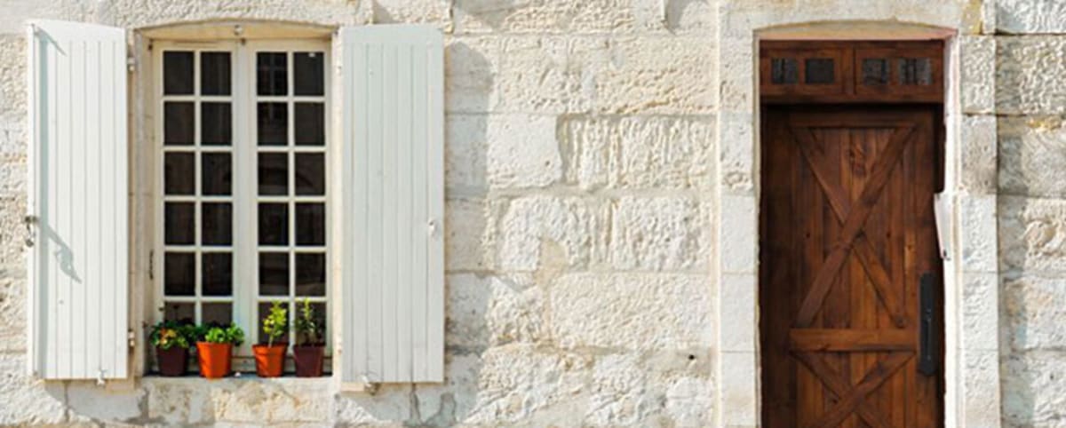 Rustica wood entry door with a stained finish
