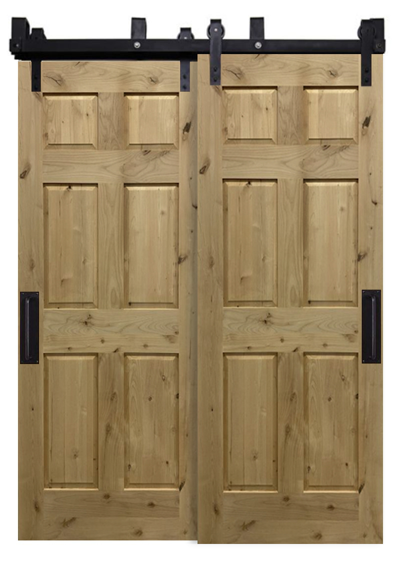 Six Panel Bypassing Barn Doors Rustica