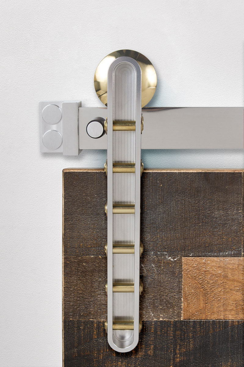 Strut Aluminum & Brass Barn Door Hardware Kit