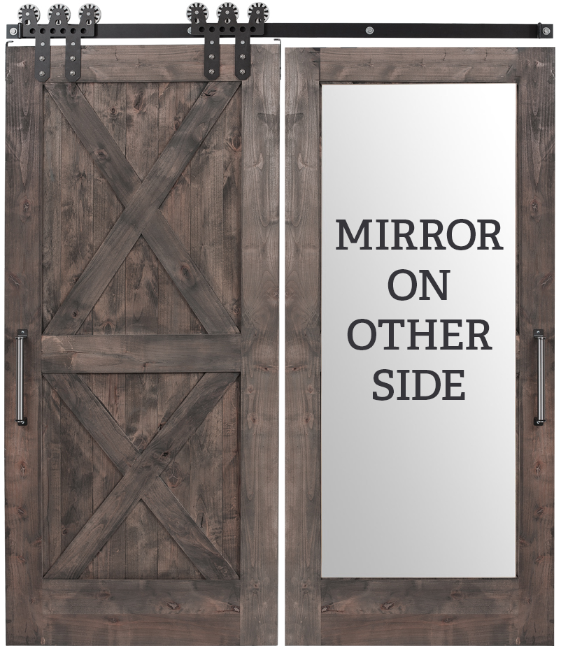 Double X Mirror Barn Door Rustica