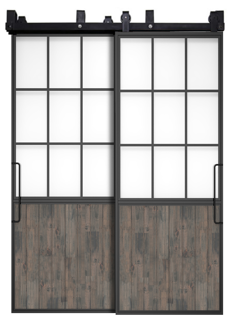 Mountain French Half Bypassing Barn Doors