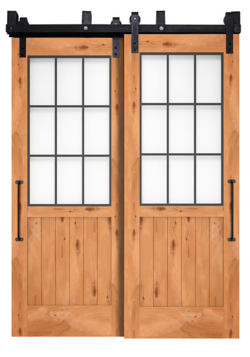 Farmhouse French Half Bypassing Barn Doors Rustica