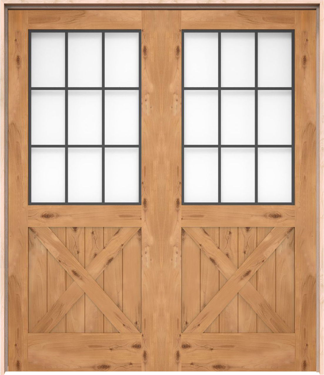 Farmhouse French Half X Interior Double Door Rustica