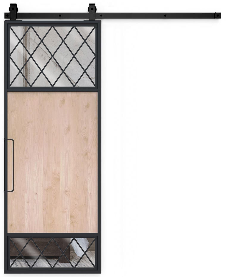 French Tiller Mirror Barn Door