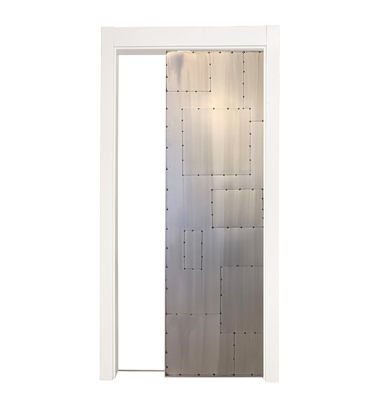Salvaged Scrap Metal Single Pocket Door