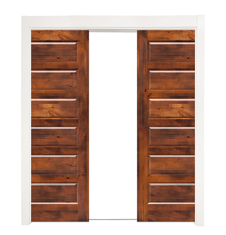 6 Panel Double Converging Pocket Doors