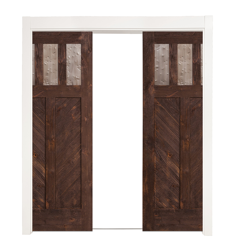 Chevron Double Converging Pocket Doors