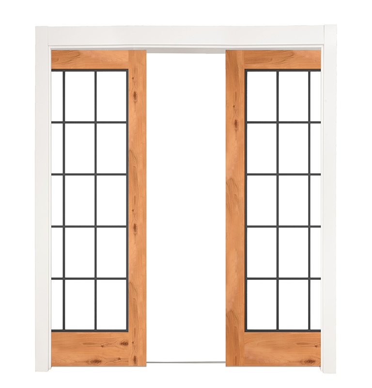 Farmhouse French Full Double Converging Pocket Doors
