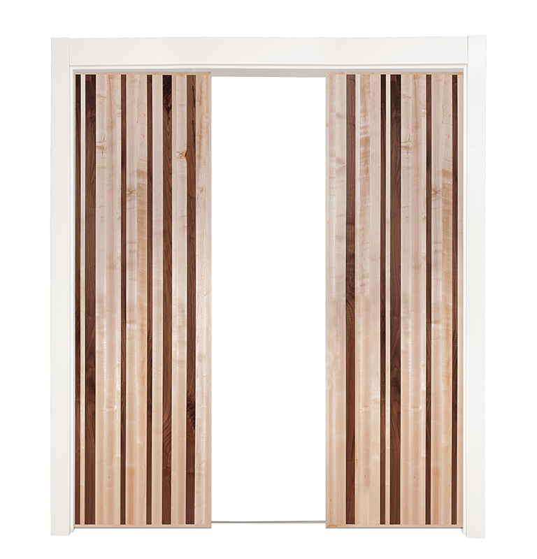 Modern Slab Double Converging Pocket Doors