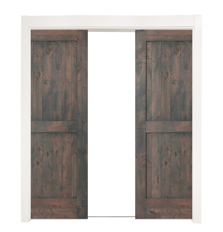 Two Panel Double Converging Pocket Doors