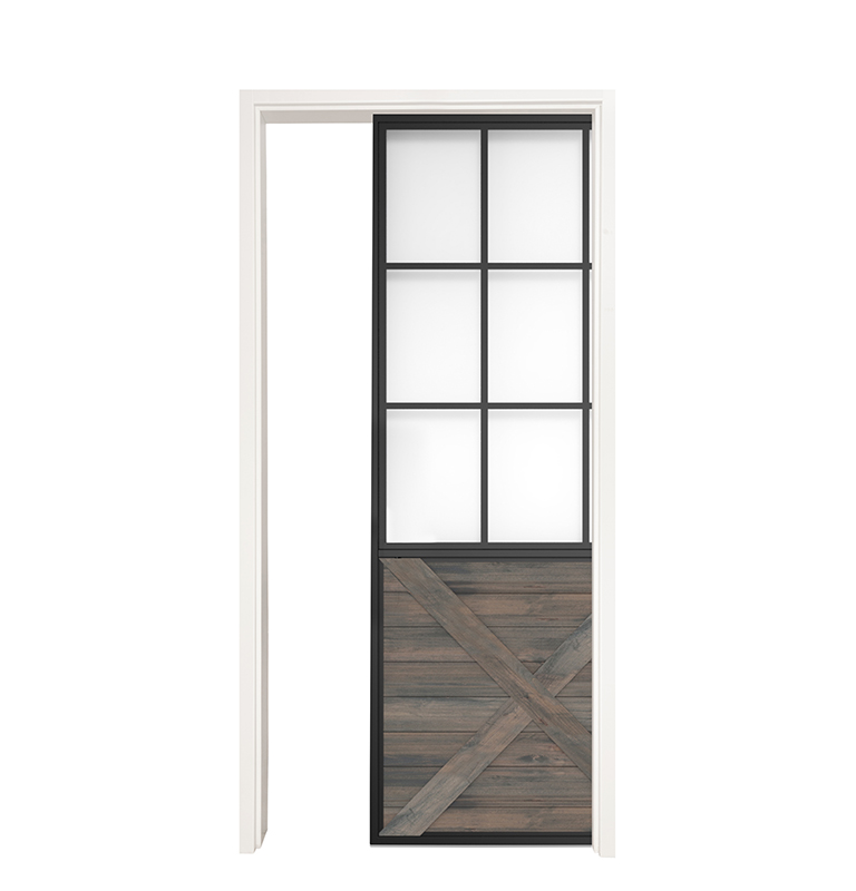Mountain French Half X Single Pocket Door