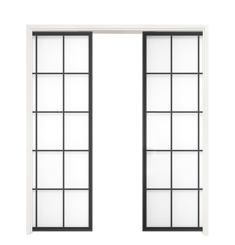 Mountain French Full Double Converging Pocket Doors