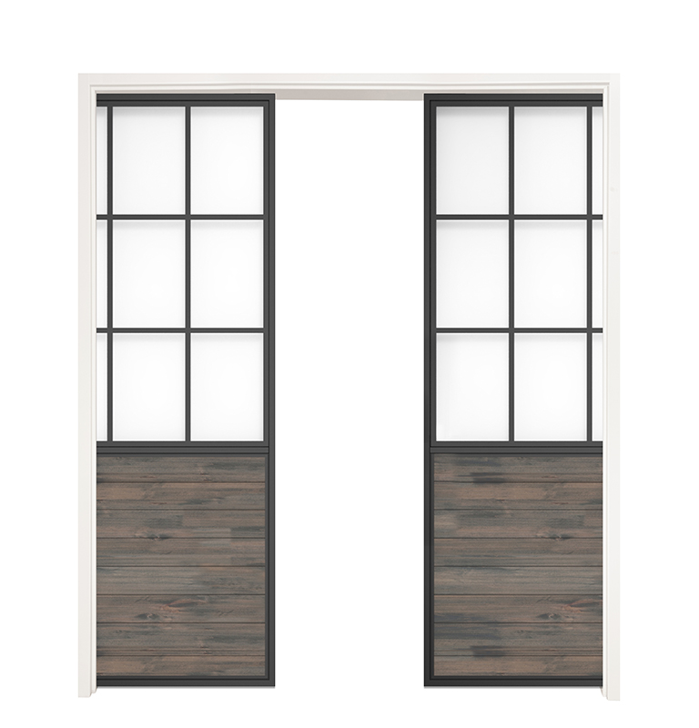 Mountain French Half Double Converging Pocket Doors