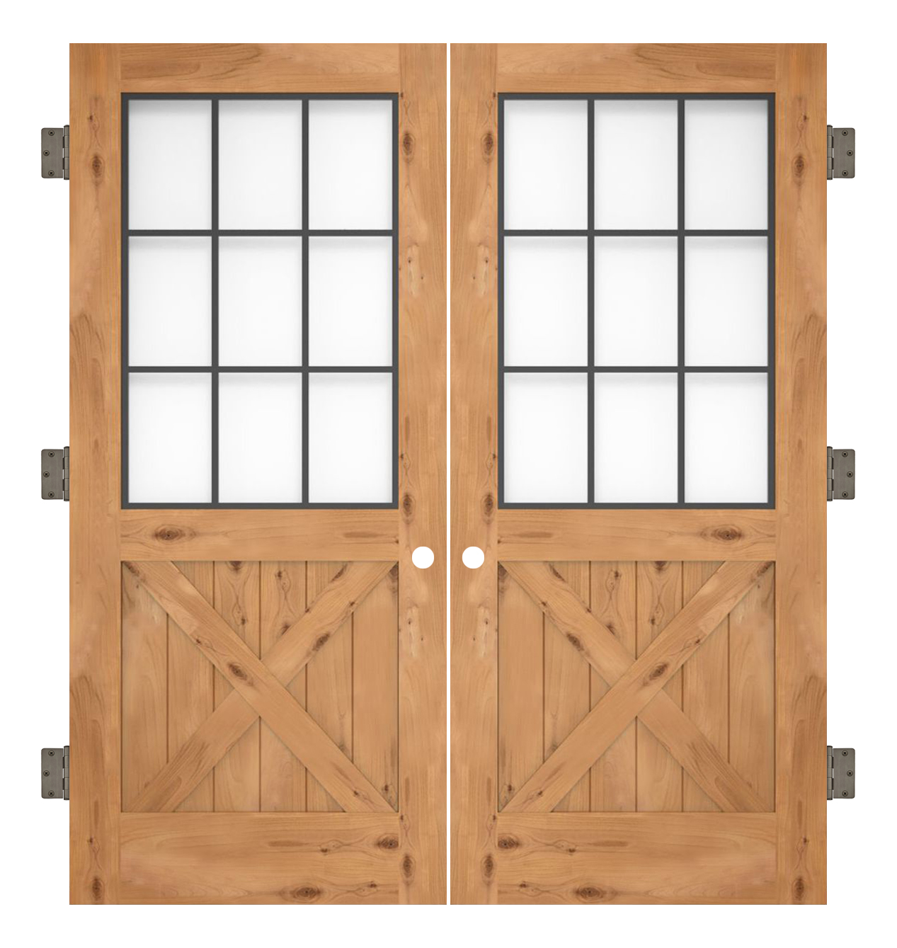 Farmhouse French Half X Interior Double Slab Door