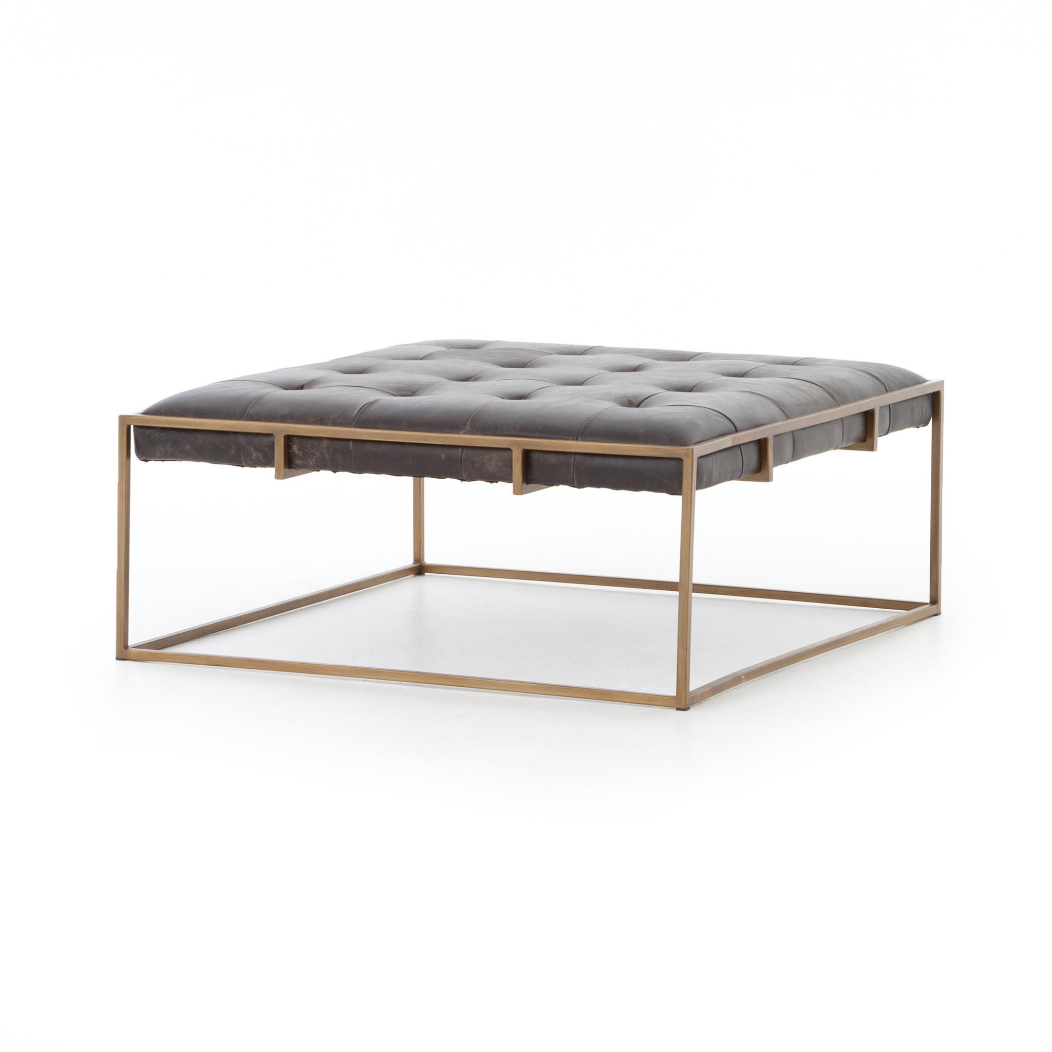 Oxford Square Leather Ottoman Coffee Table