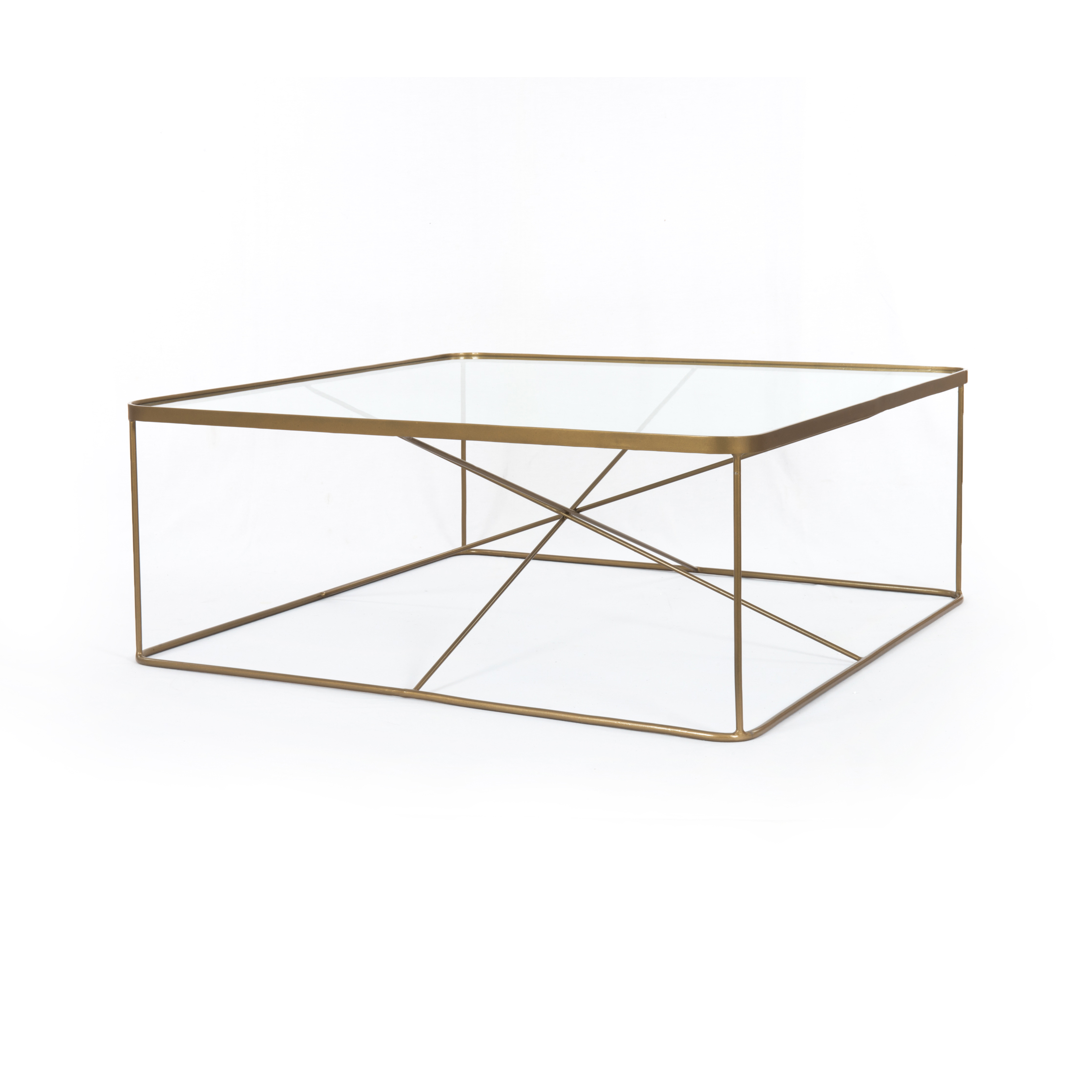 Lucas Brass & Glass Square Coffee Table