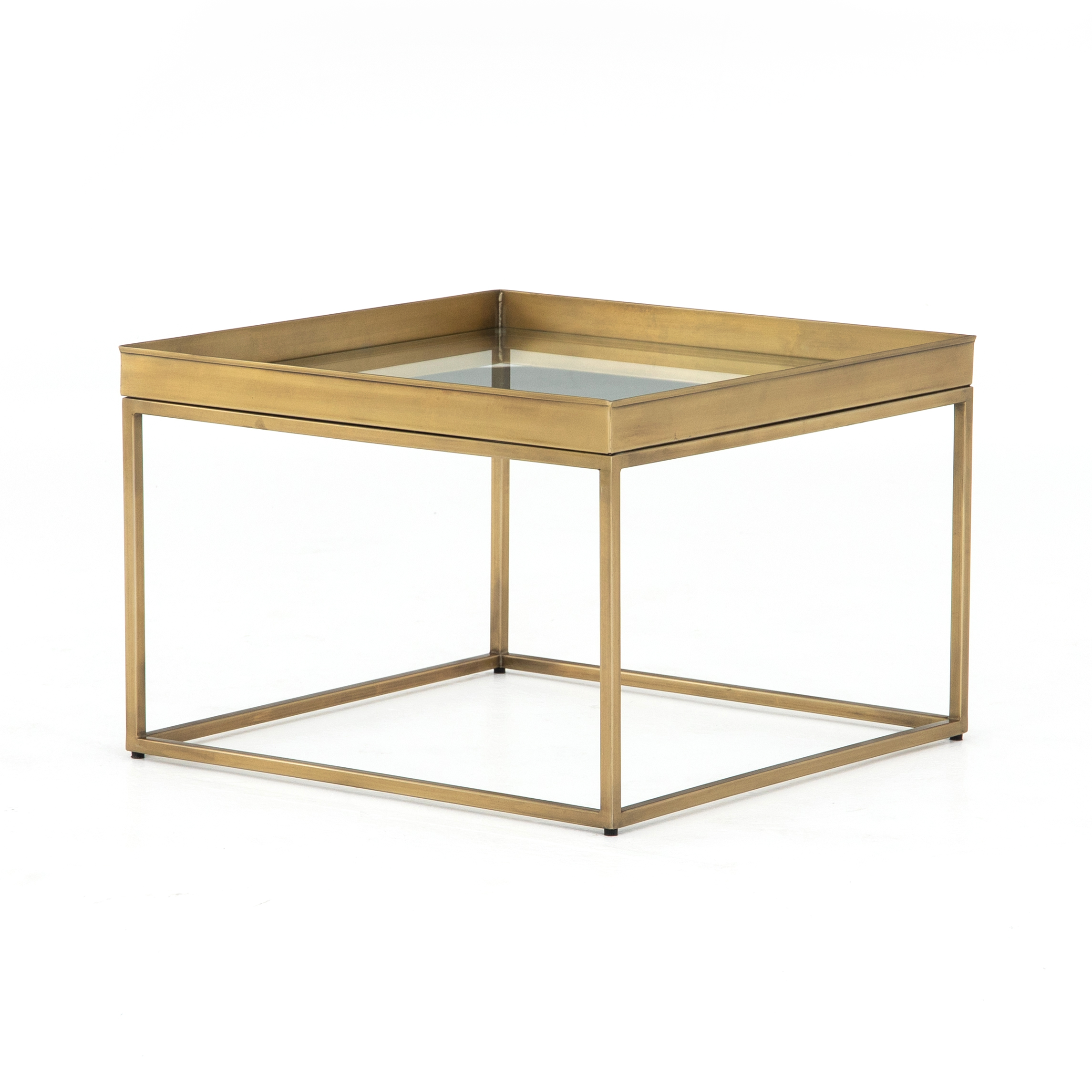 Modern Bronze & Glass Top Kline Coffee Table