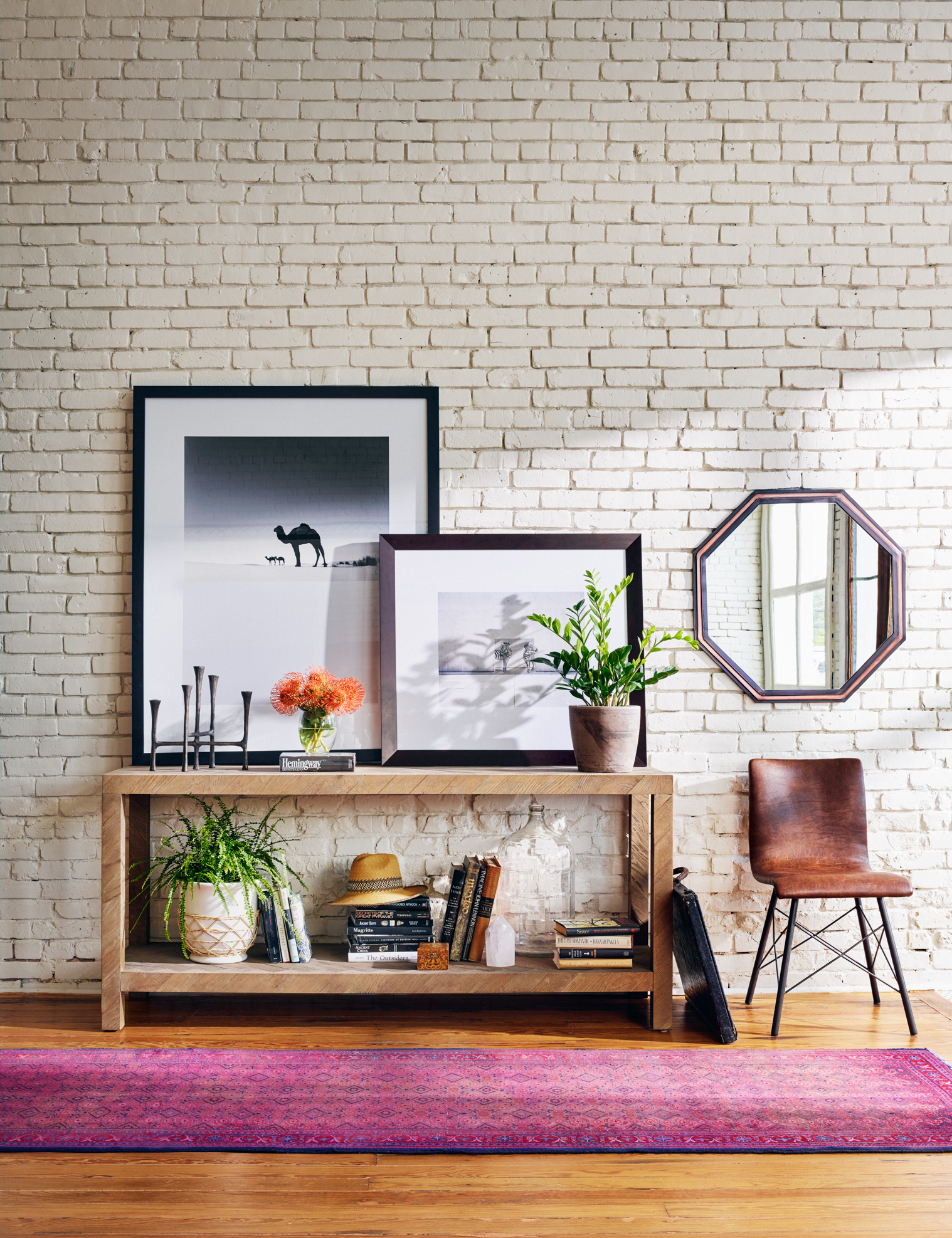 Lamar Herringbone Media Console Table