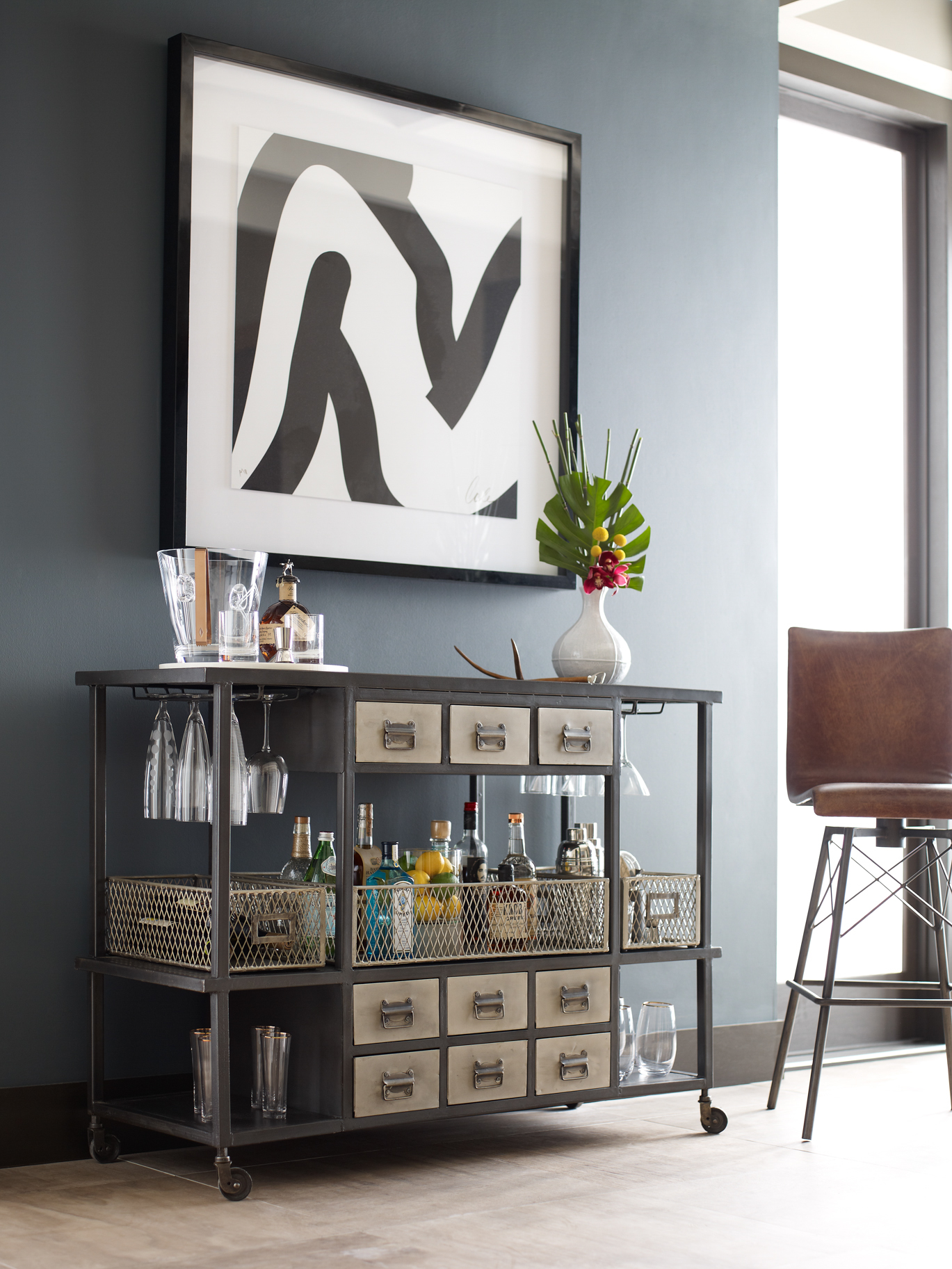 Industrial Rolling Steel Bar Cart