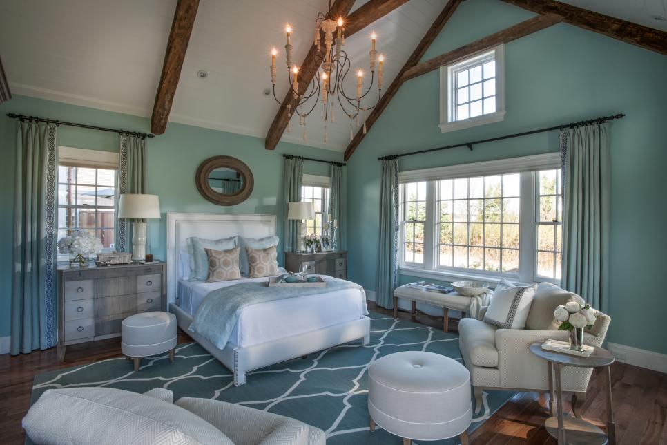 rustic bedroom with exposed beams