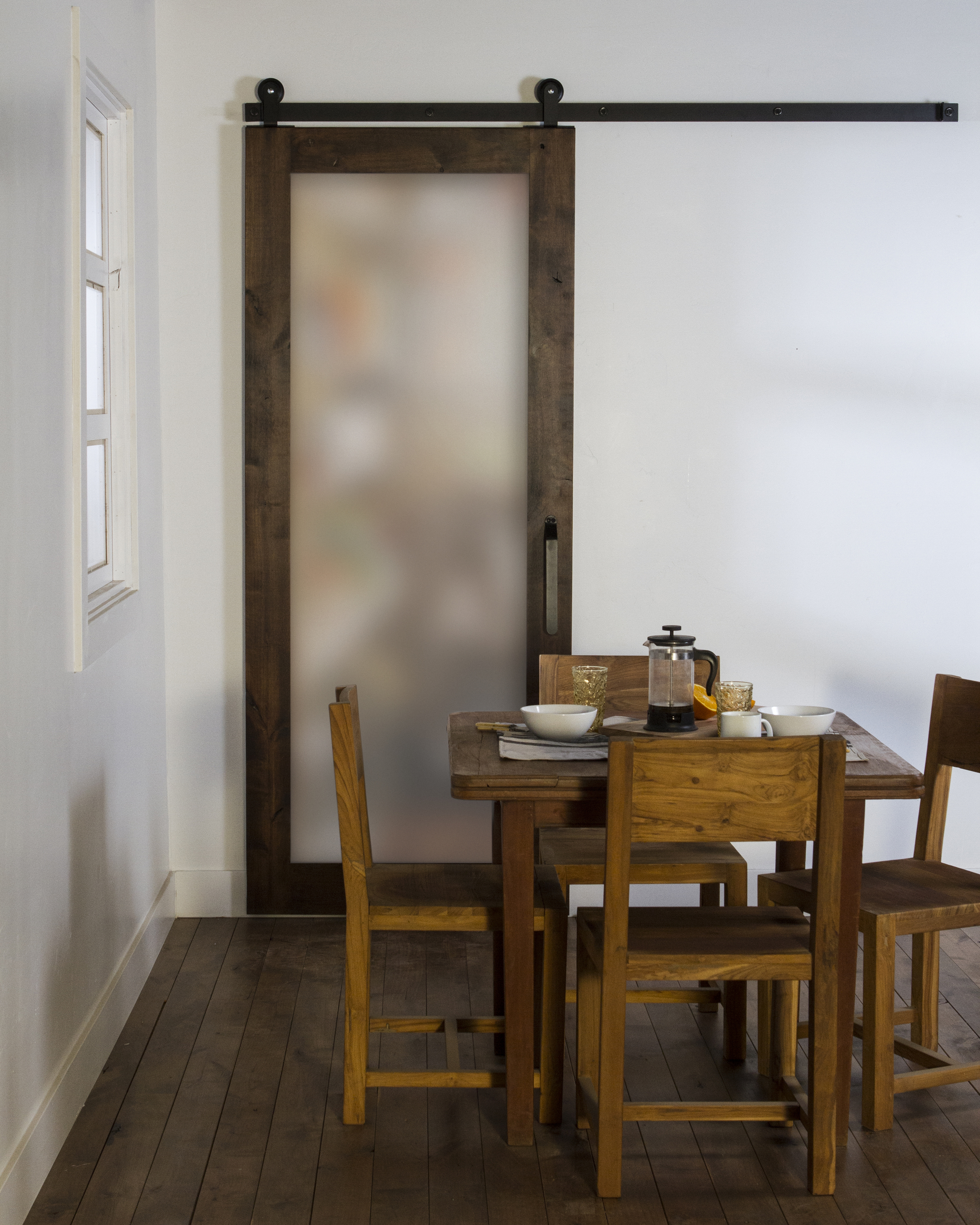 frosted glass barn door