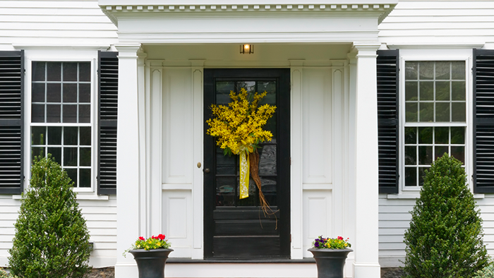 Wreath on front door