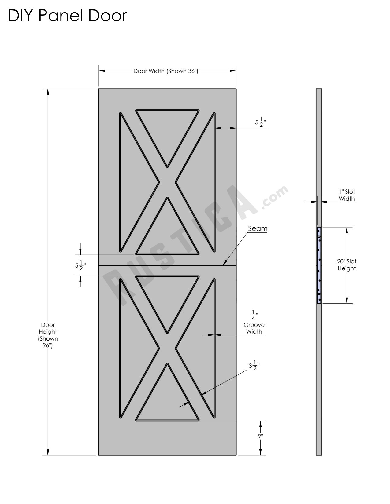 DIY Panel Door Gray - Same Day Ship - 3ft x 7ft | Rustica