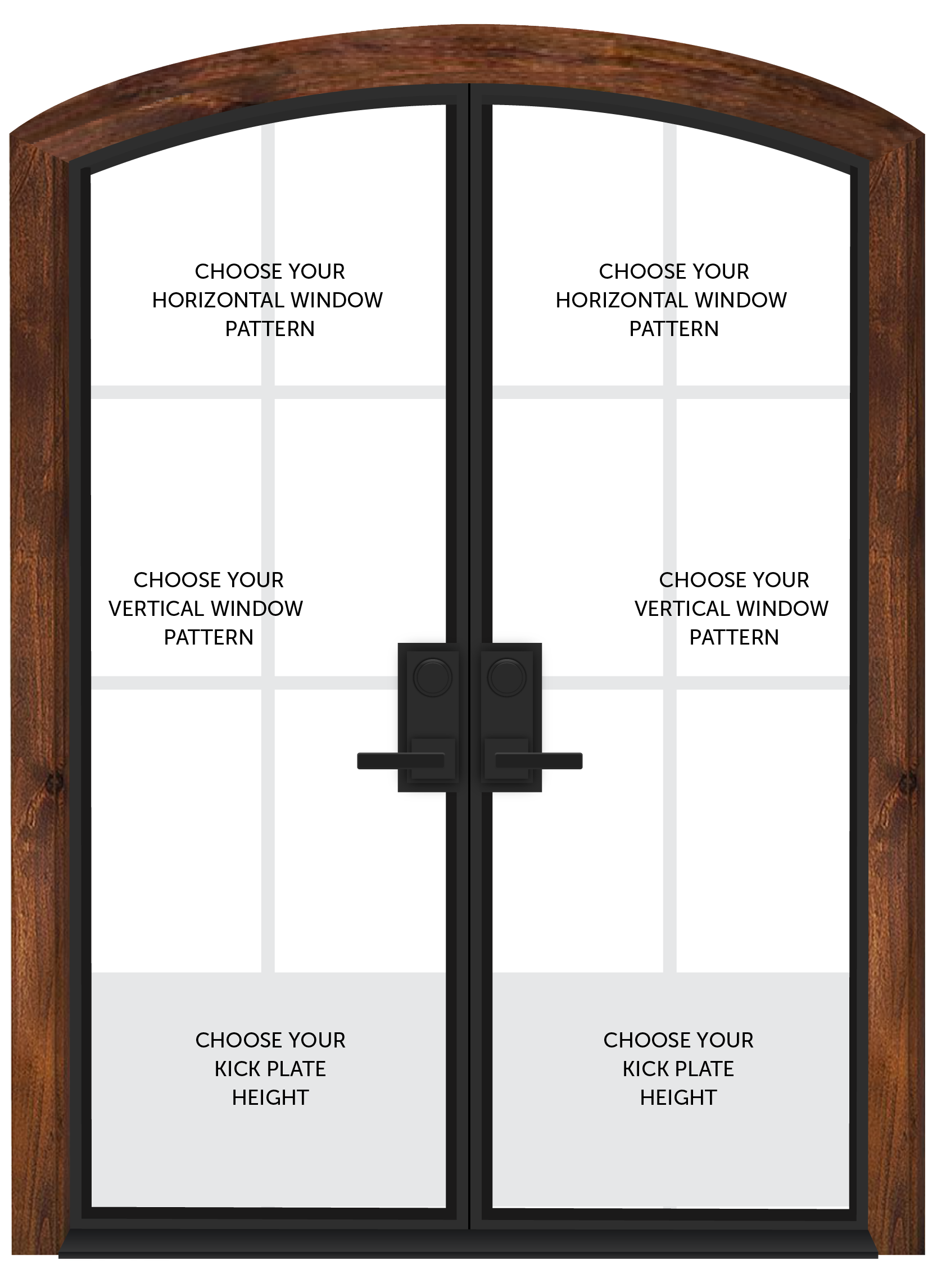 Customizable Exterior Metal Arched Top Double Door