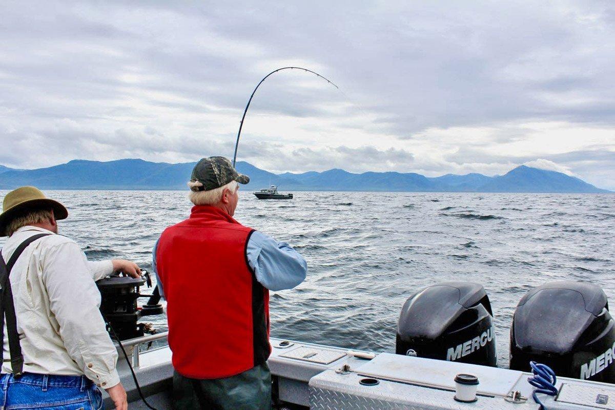 Saltwater fishing for king salmon on Prince of Wales Island, southeast Alaska