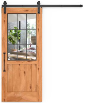 Farmhouse French Half Mirror Barn Door