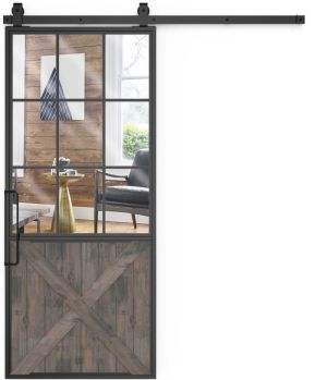 Mountain French Half X Mirror Barn Door