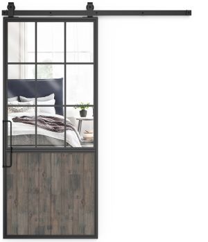 Mountain French Half Mirror Barn Door