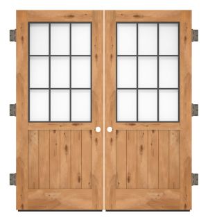 Farmhouse French Half Exterior Double Slab Door